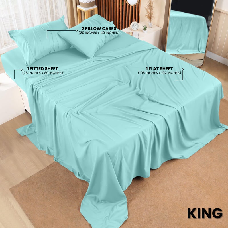 Utopia Bedding King Bed Sheets Set - 4 Piece Bedding - Brushed Microfiber - Shrinkage and Fade Resistant - Easy Care (King, Spa Blue) - Image 2
